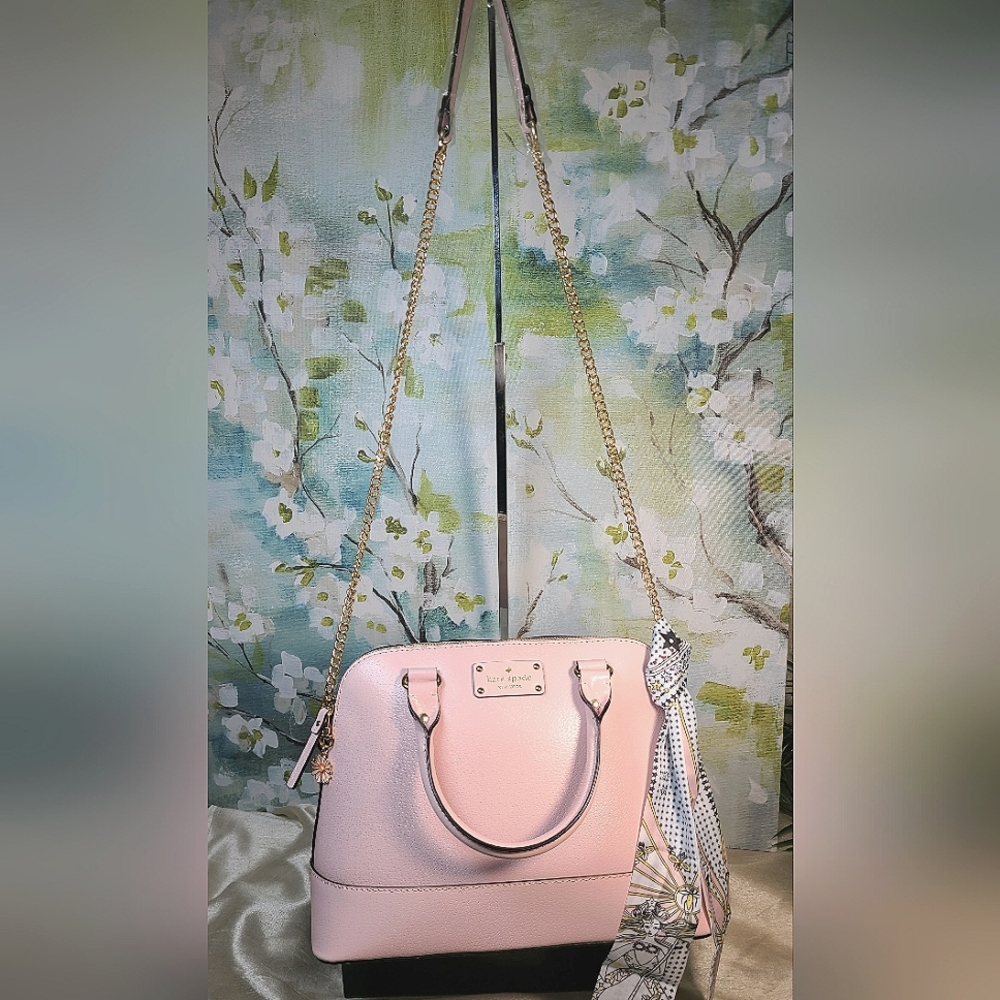 💖Kate Spade Wellesley Rachelle Large Light Pink Pebble Leather Satchel, EUC - Picture 4 of 17